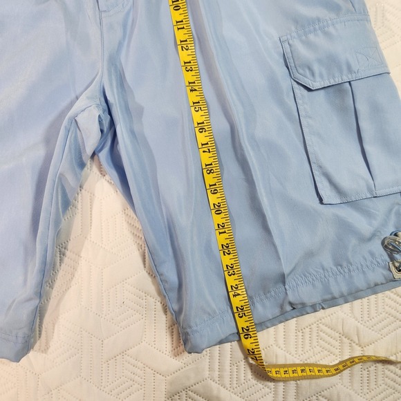 PJMark Shorts Cargo Mens  Vintage Baggy Y2K Blue 5 Pocket Long Length relaxed L - Picture 12 of 15
